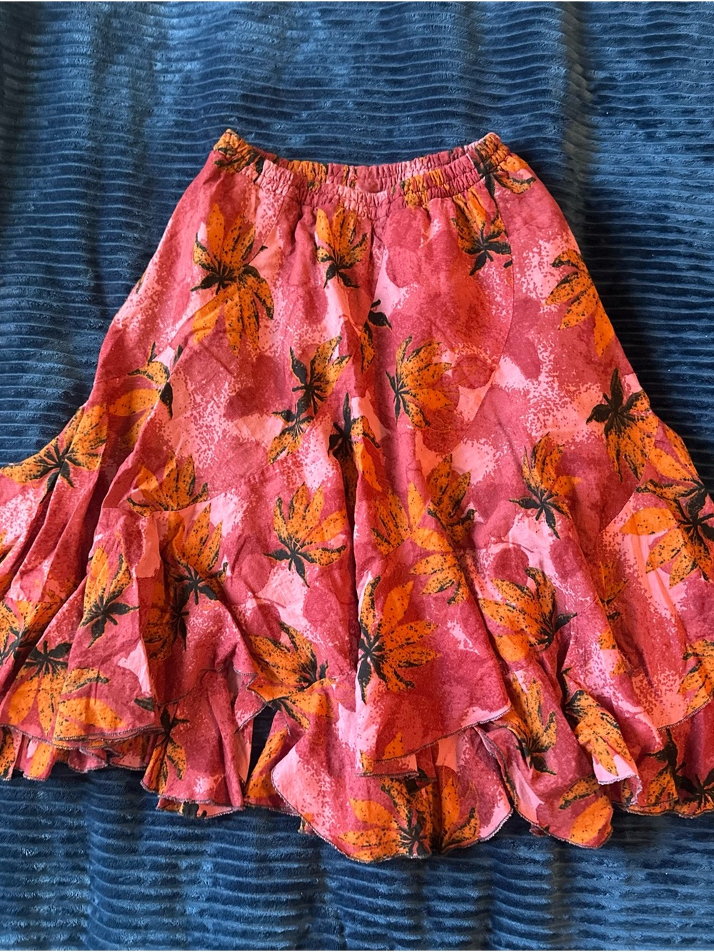 Floral Tiered Pink & Orange Women's Skirt